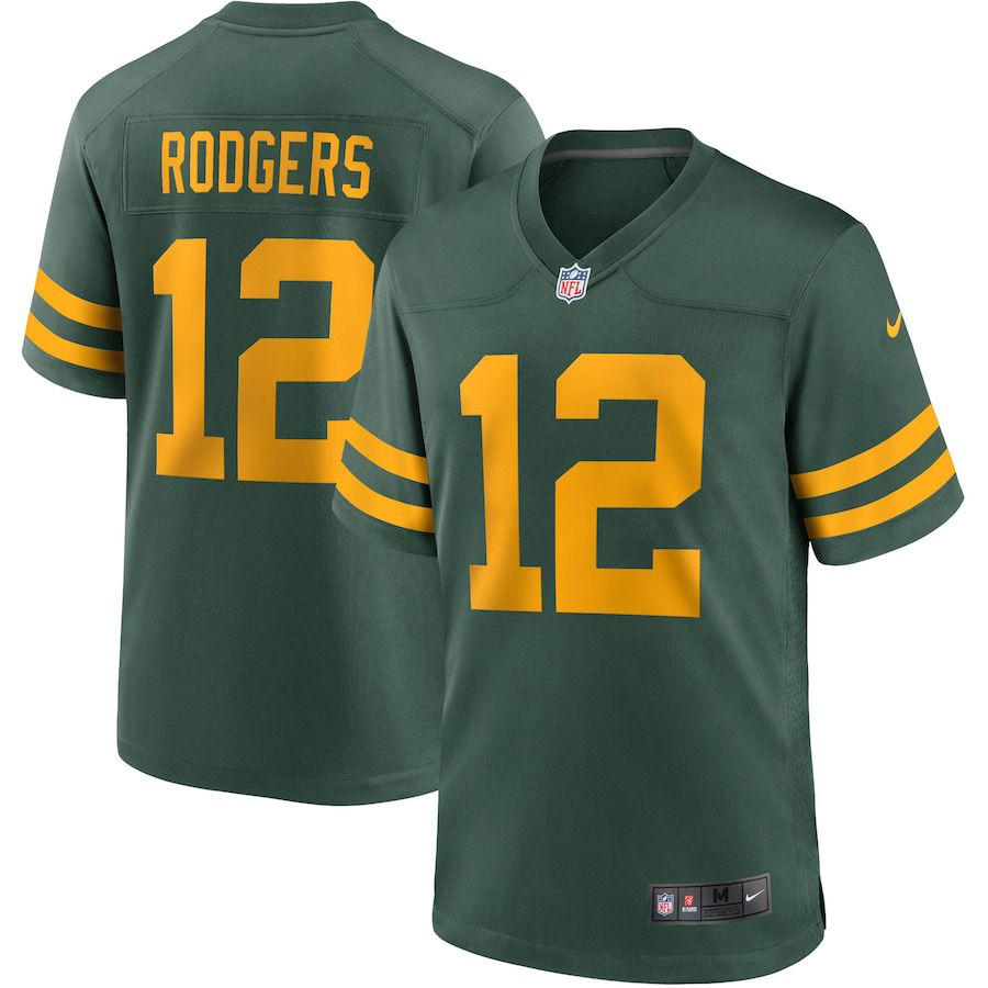 Men Green Bay Packers #12 Aaron Rodgers Nike Green Alternate Game Player NFL Jersey